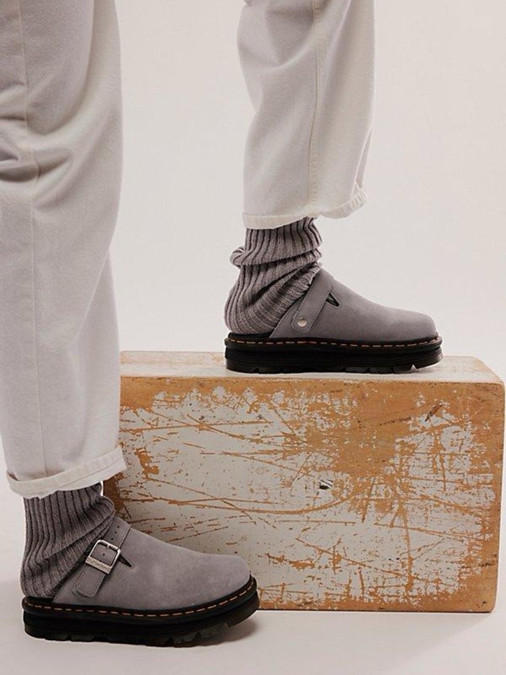 Dr. Martens Grey Suede platform mule